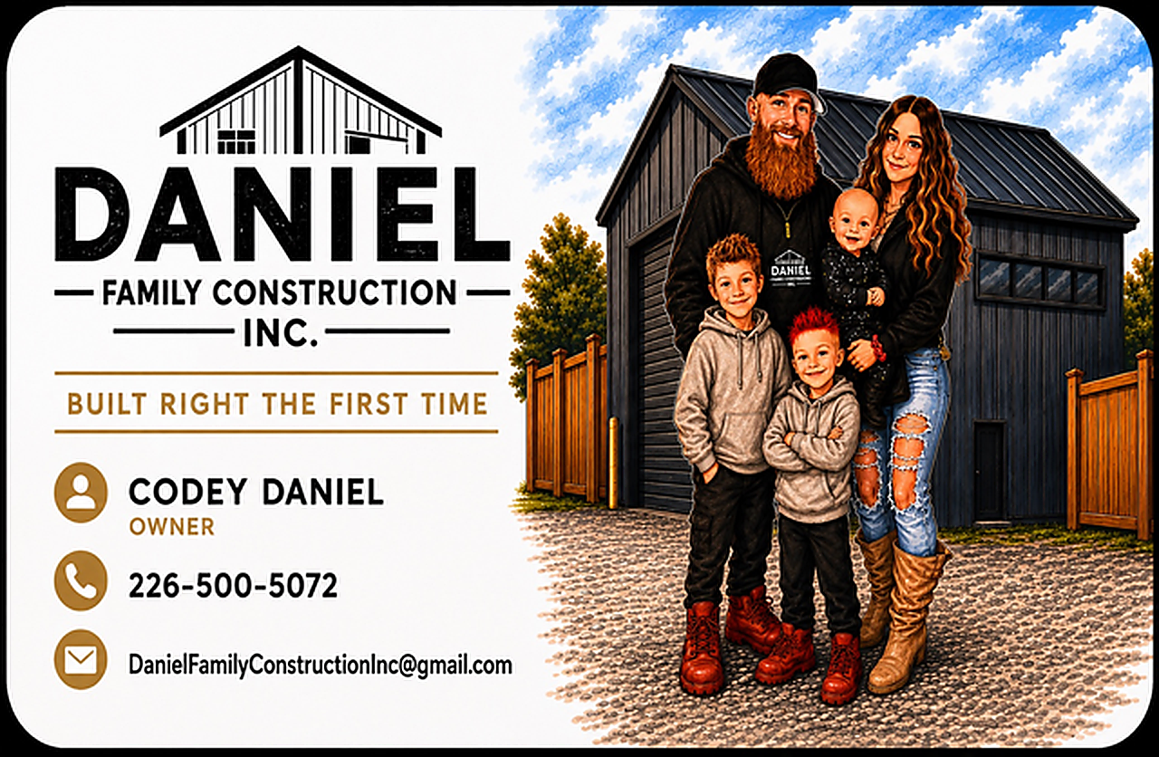 Daniel Family Construction Inc. business card